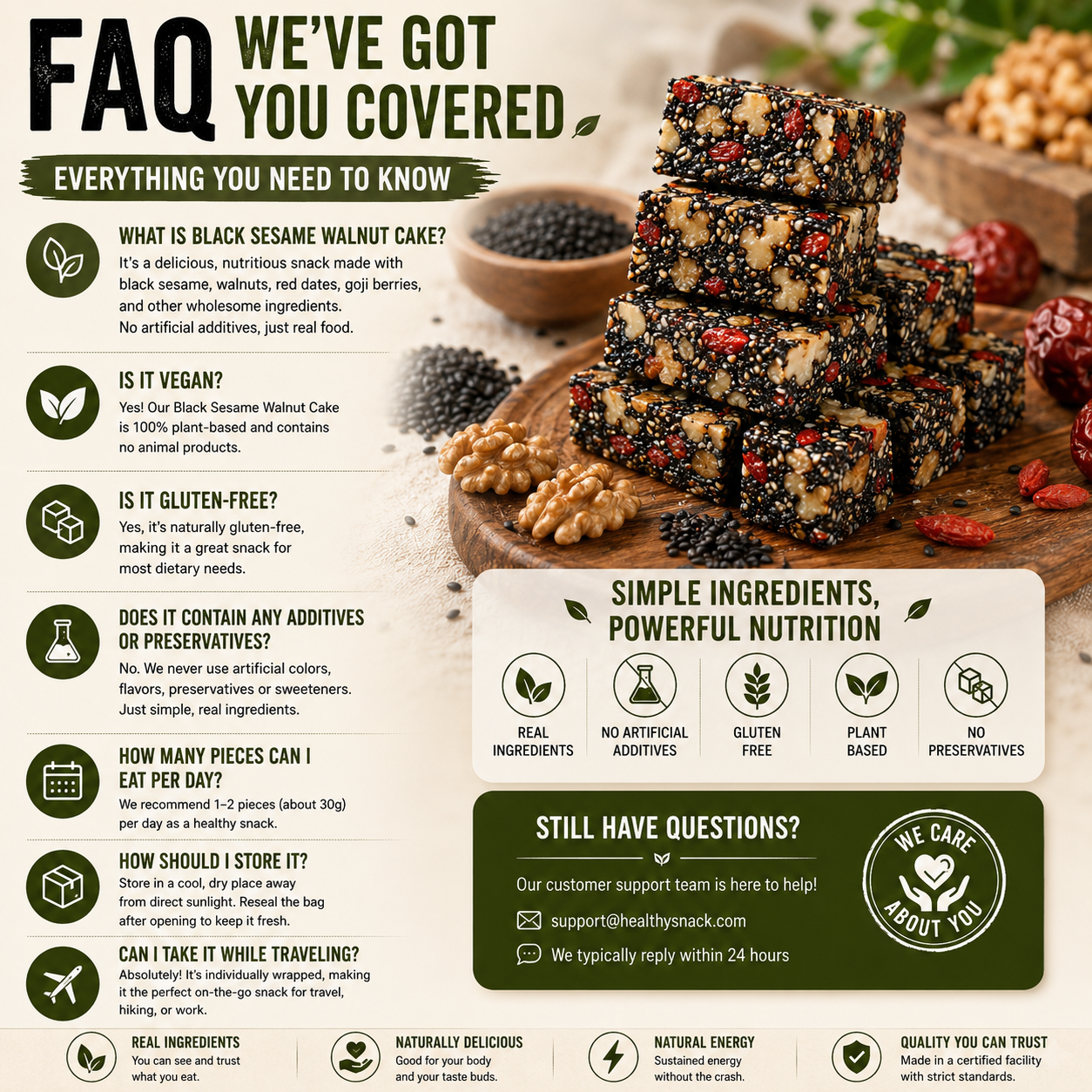 Black Sesame Walnut Cake | Traditional Fiber-Rich Wellness Snack-Rush