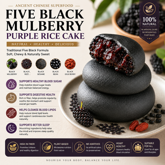 Five Black Mulberry Purple Rice Cake | Traditional Plant-Based Superfood Snack-Rush