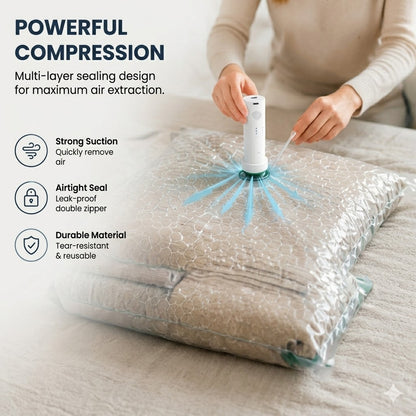 Cordless Travel Vacuum Bag Set, Save 80% of luggage space immediately-HG
