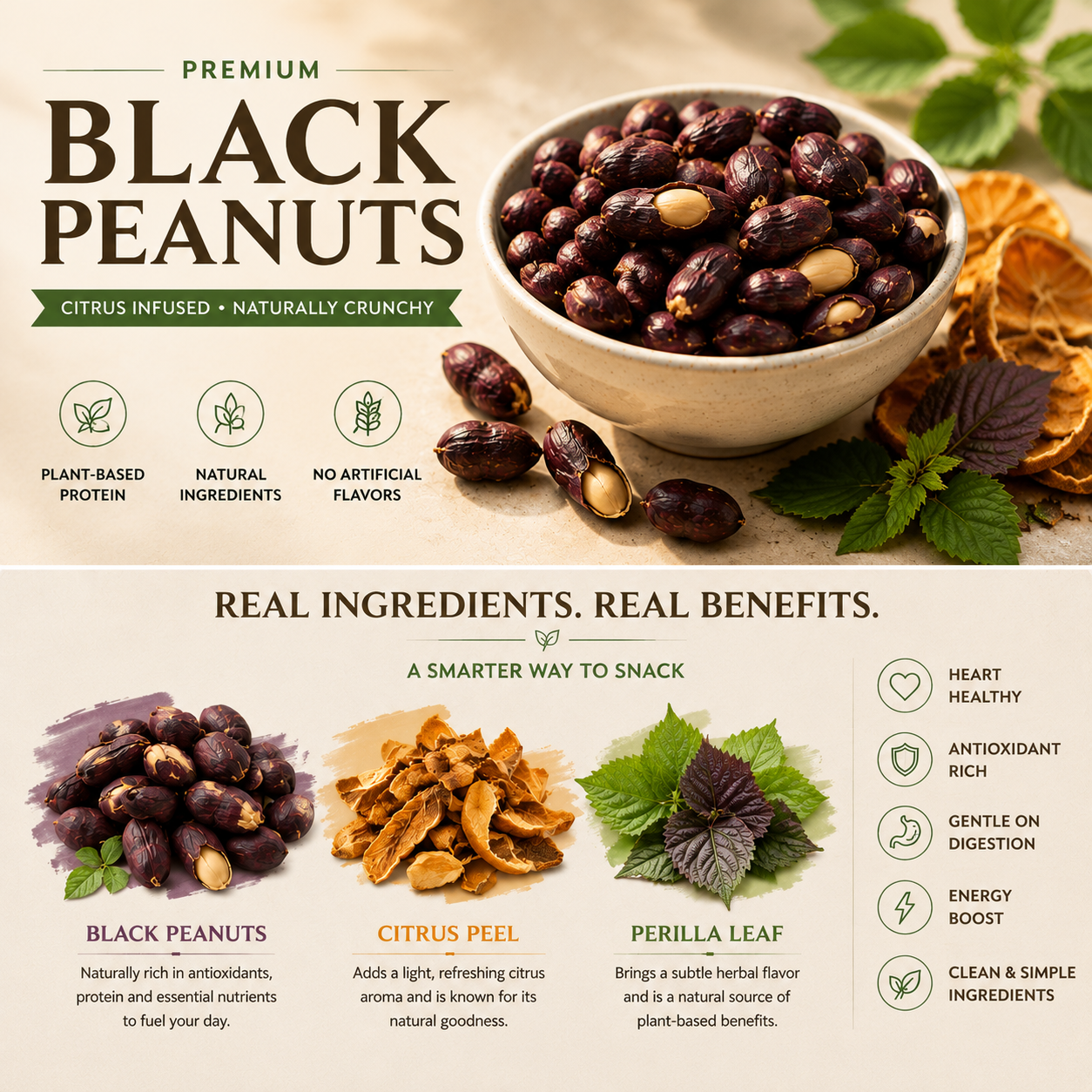 🌿 Super Black Peanuts🥜-✨ A Naturally Crunchy Plant-Based Snack with Citrus Flavor 🍊-TY