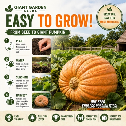 Atlantic Giant Pumpkin Seeds – Grow Massive Backyard Pumpkins for Halloween, Family Fun & Giant Harvests-Rush