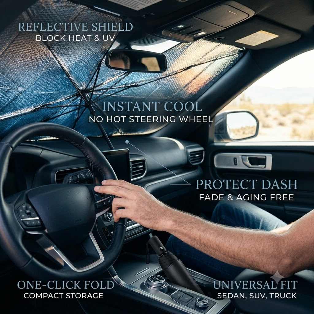 ☀️No More Hot Steering Wheel! Car Windshield Sun Shade Umbrella-HG