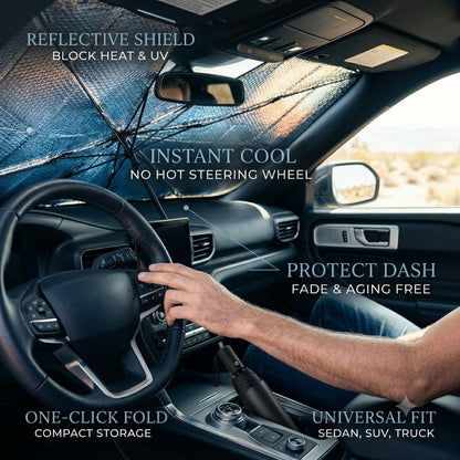 ☀️No More Hot Steering Wheel! Car Windshield Sun Shade Umbrella-HG