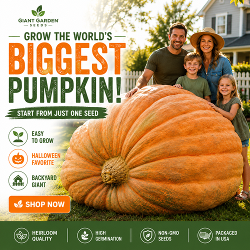 Atlantic Giant Pumpkin Seeds – Grow Massive Backyard Pumpkins for Halloween, Family Fun & Giant Harvests-Rush