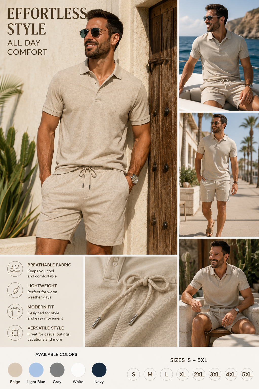 🌴 Men's Summer Polo & Shorts Set-TOP1