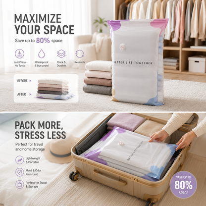 50K+ Sold!🧳No-Pump Vacuum StorageCompression Bags-HG
