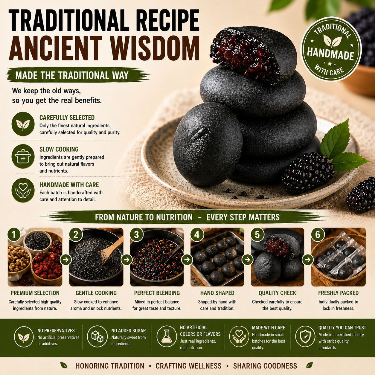 Five Black Mulberry Purple Rice Cake | Traditional Plant-Based Superfood Snack-Rush
