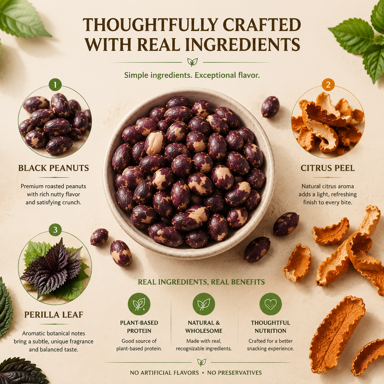 🌿 Super Black Peanuts🥜-✨ A Naturally Crunchy Plant-Based Snack with Citrus Flavor 🍊-TY