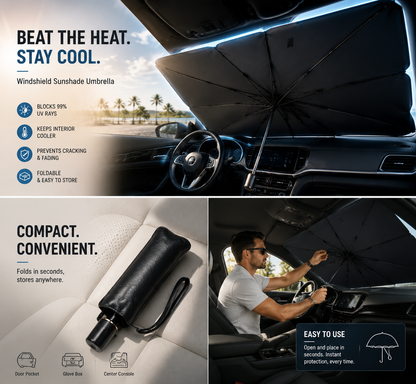 ☀️No More Hot Steering Wheel! Car Windshield Sun Shade Umbrella-HG