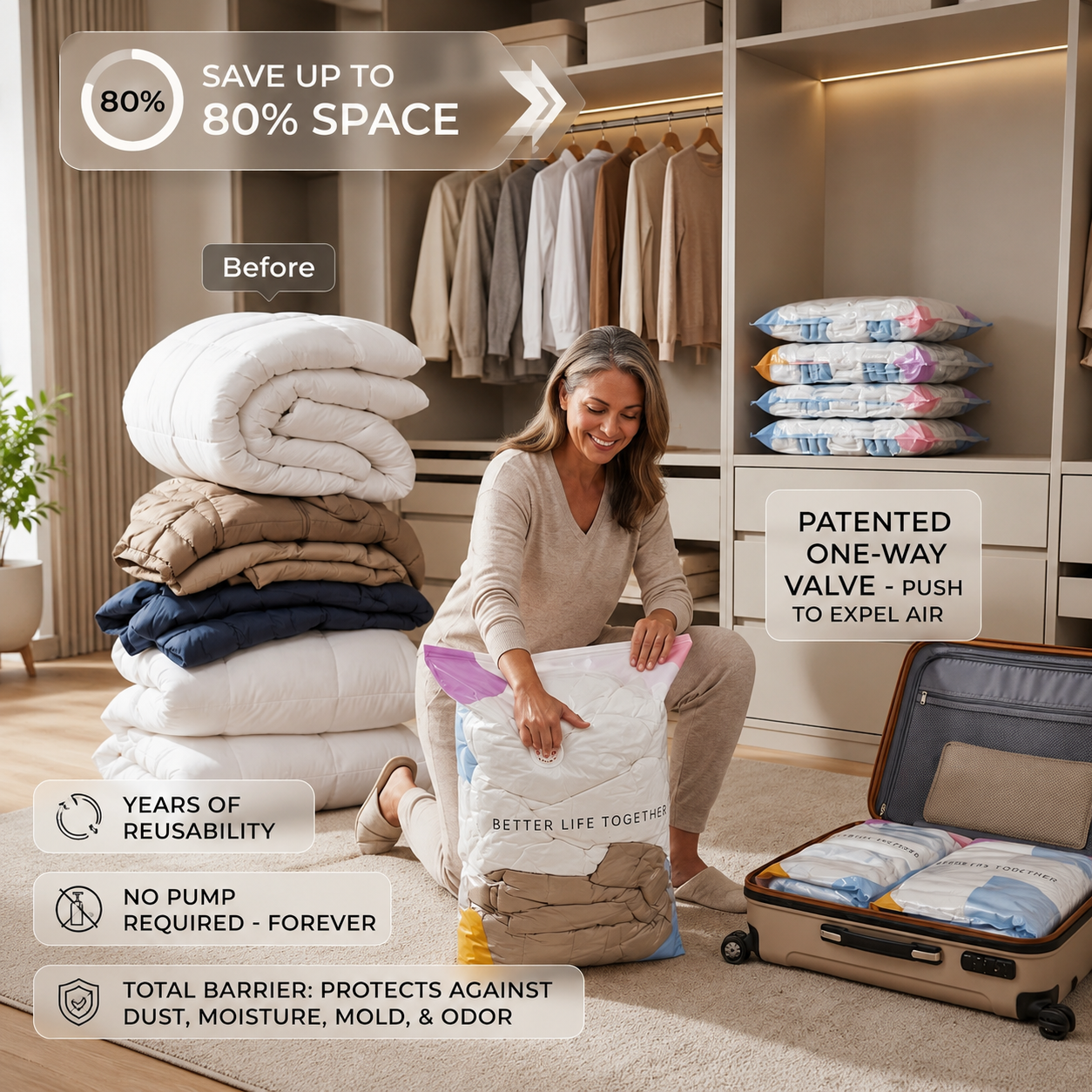 50K+ Sold!🧳No-Pump Vacuum StorageCompression Bags-HG