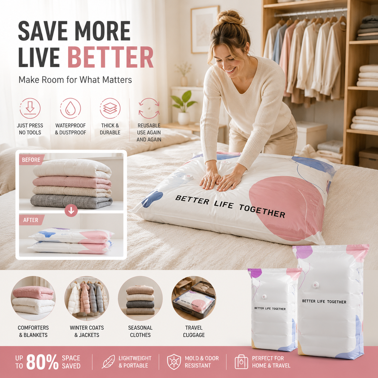 50K+ Sold!🧳No-Pump Vacuum StorageCompression Bags-HG