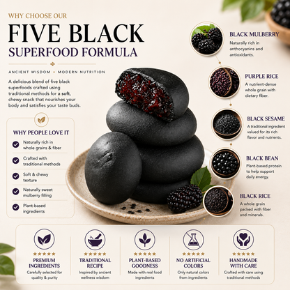 Five Black Mulberry Purple Rice Cake | Traditional Plant-Based Superfood Snack-Rush