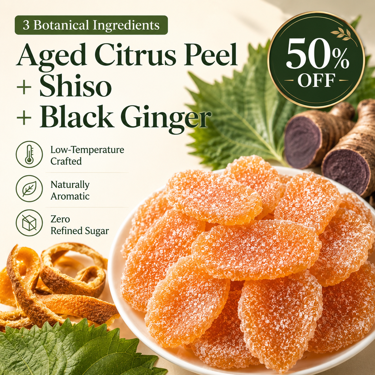 Amber citrus slices with evening tea