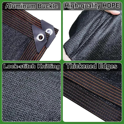 🏆90% Blackout Cloth (Black) -  UV- Resistant Shade Net with Reinforced Rivets-HG
