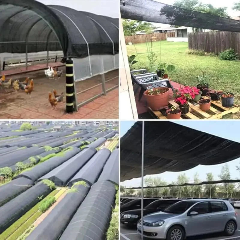 🏆90% Blackout Cloth (Black) -  UV- Resistant Shade Net with Reinforced Rivets-HG