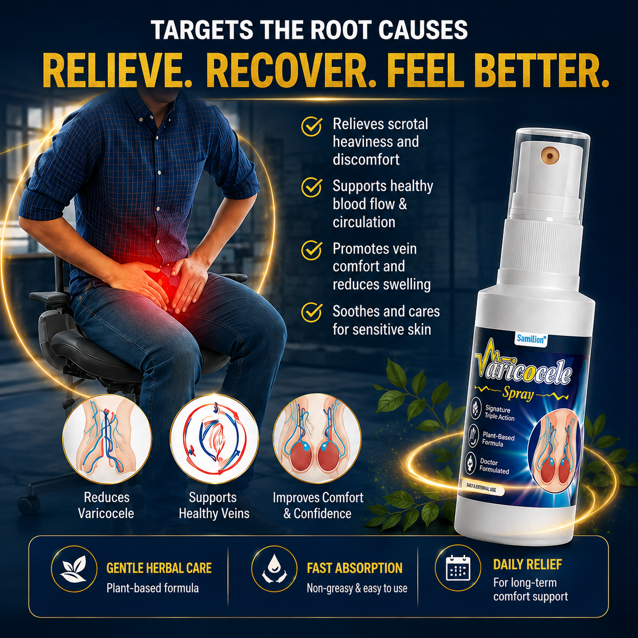 🌿Men’s Varicocele Relief Spray, Natural Intimate Care-H