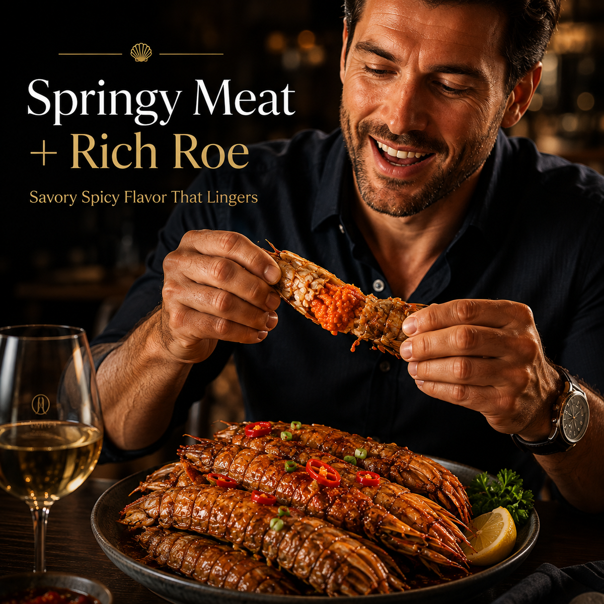 🔥Spicy Mantis Shrimp – Large, Meaty, Rich in Roe & Ready to Eat-H