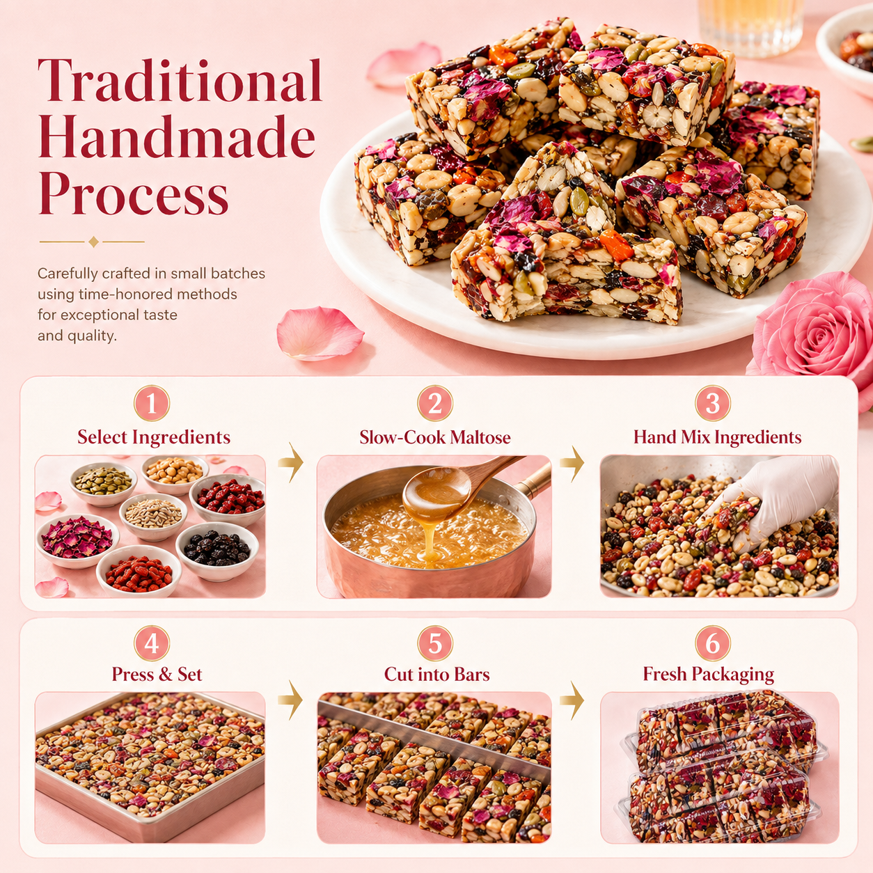 🌹 Gourmet Rose & Pistachio Nut Slice | Artisanal Handcrafted Delight-H