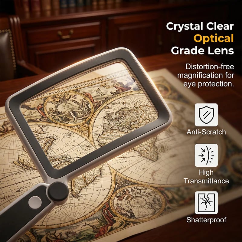 Folding Handheld Magnifying Glass with Light for Reading-Rush