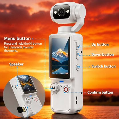 🎥 Upgraded Vlogging Camera – 180° Rotating Lens, Full-Body Video Recorder for Travel, Daily Life & Content Creation-Rush