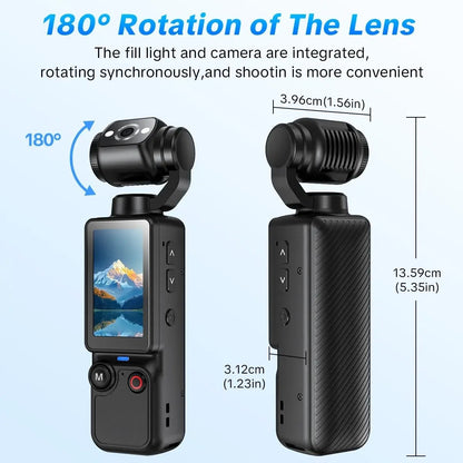 🎥 Upgraded Vlogging Camera – 180° Rotating Lens, Full-Body Video Recorder for Travel, Daily Life & Content Creation-Rush
