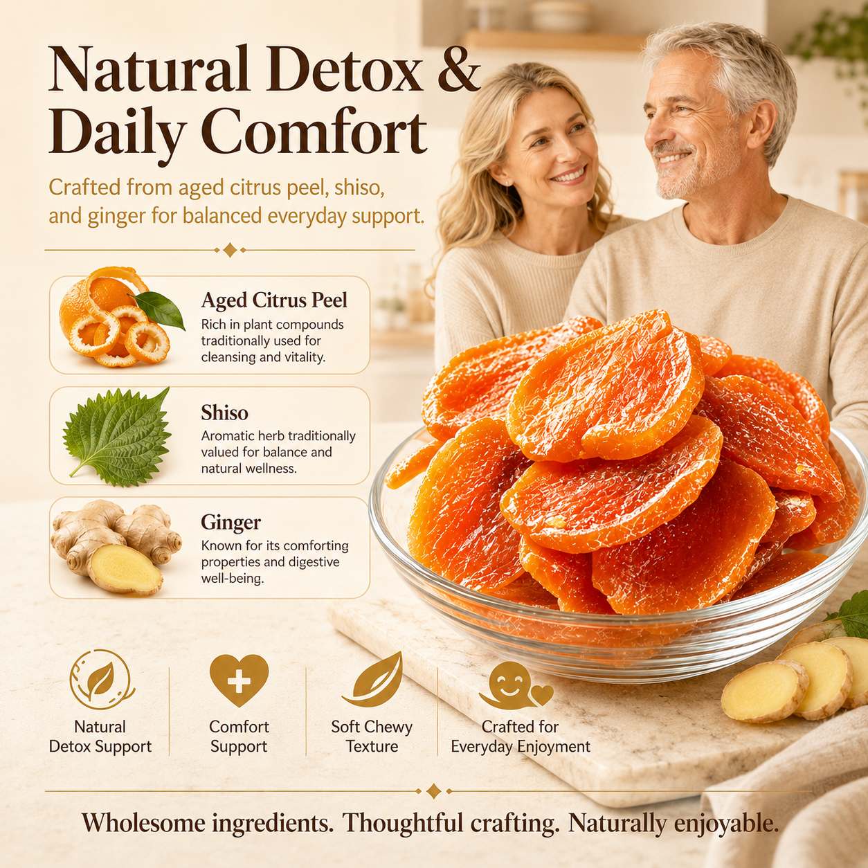 🌿 Aged Citrus Shiso Ginger Chews 🍊-✨ A Naturally Soft & Chewy Herbal Snack | Your Daily Wellness Choice🌱-TY