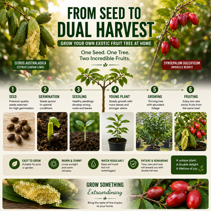 Grow Two Rare Fruits from One Garden Kit –🌿Citrus australasica🍋 & 🌱Synsepalum dulcificum🍇-Rush