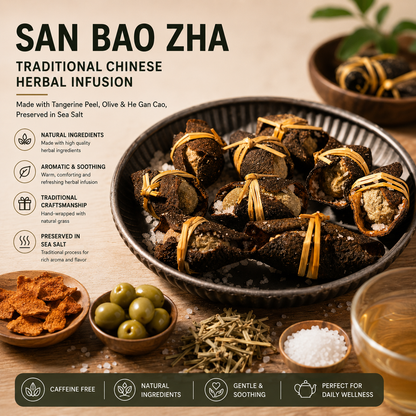 San Bao Zha – Tangerine Peel, Olive & He Gan Cao Herbal Drink-Rush