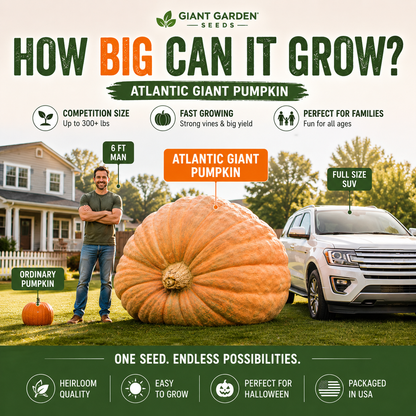 Atlantic Giant Pumpkin Seeds – Grow Massive Backyard Pumpkins for Halloween, Family Fun & Giant Harvests-Rush