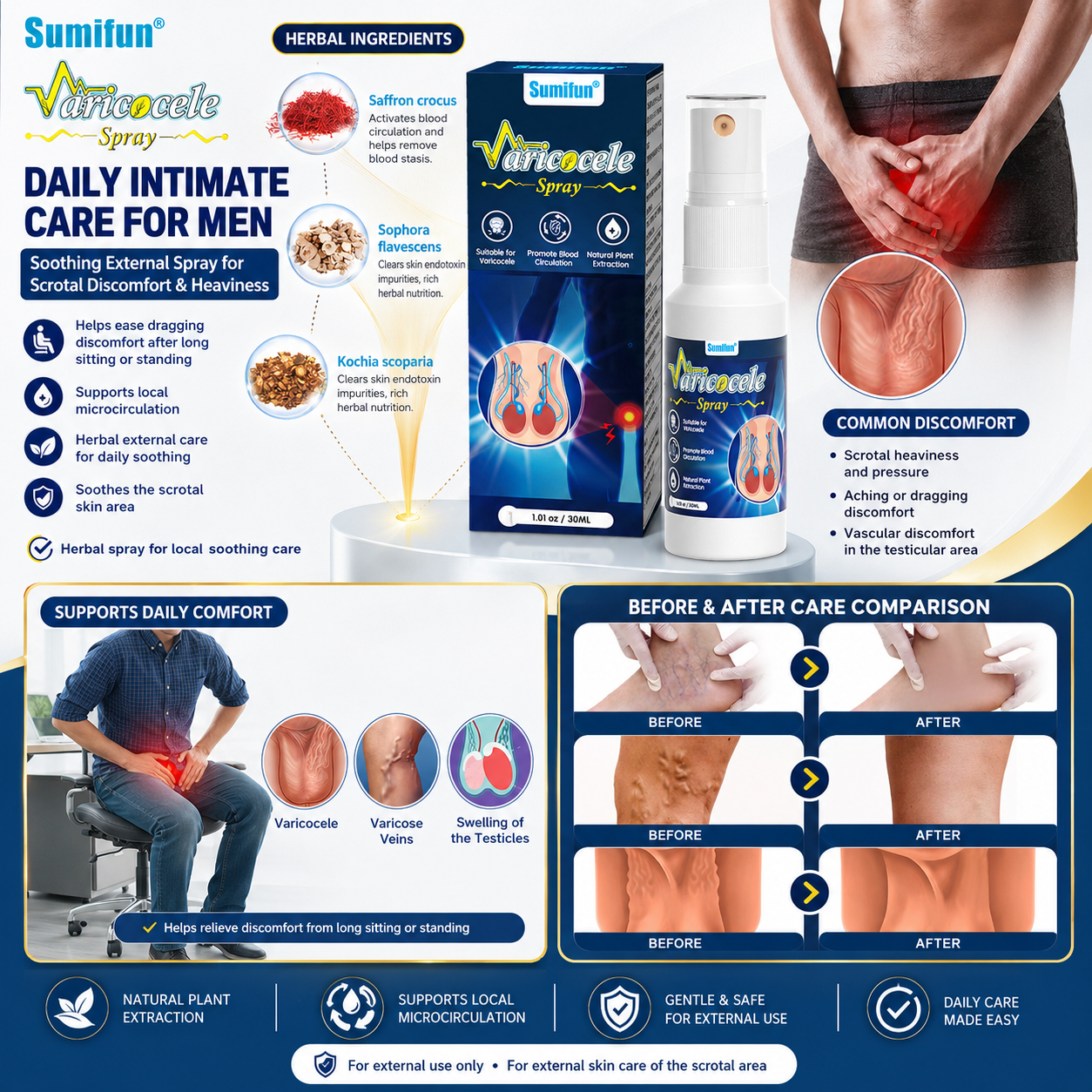 🌿Men’s Varicocele Relief Spray, Natural Intimate Care-H