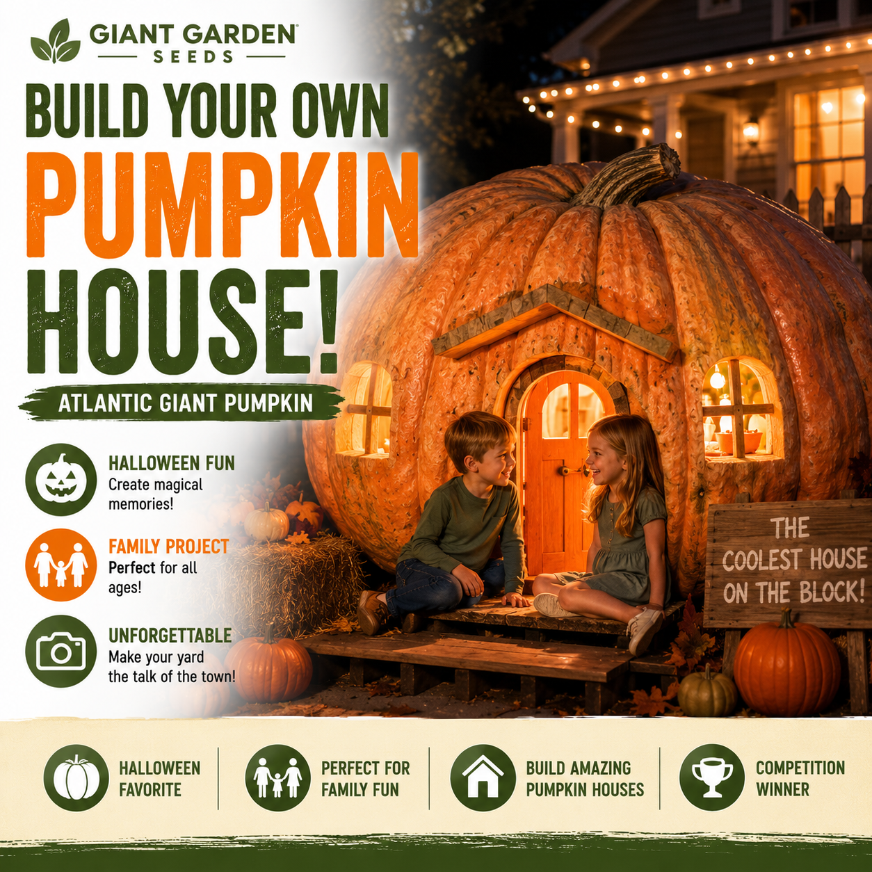 Atlantic Giant Pumpkin Seeds – Grow Massive Backyard Pumpkins for Halloween, Family Fun & Giant Harvests-Rush