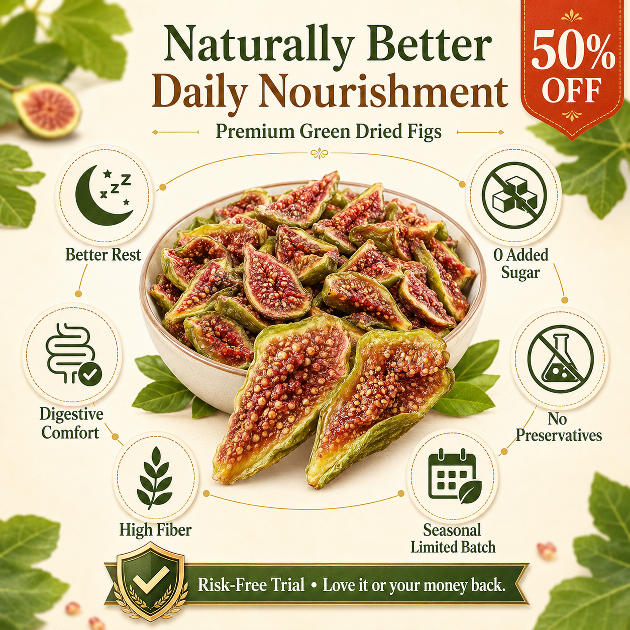 🌿Premium Emerald Dried Figs | 100% Sun-Dried Superfood ☀️ -TOP1