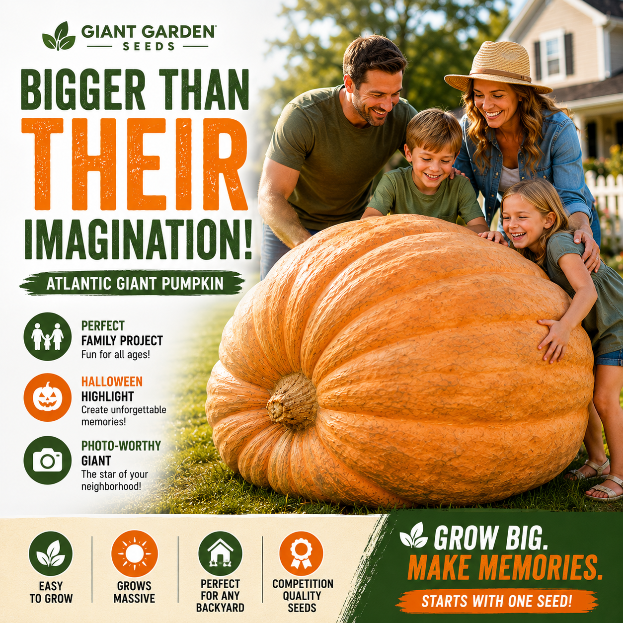 Atlantic Giant Pumpkin Seeds – Grow Massive Backyard Pumpkins for Halloween, Family Fun & Giant Harvests-Rush