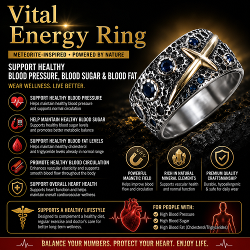 Vital Energy Ring🌠 | Natural Magnetic Therapy for Blood Pressure, Sugar & Fat Support🩸-TY
