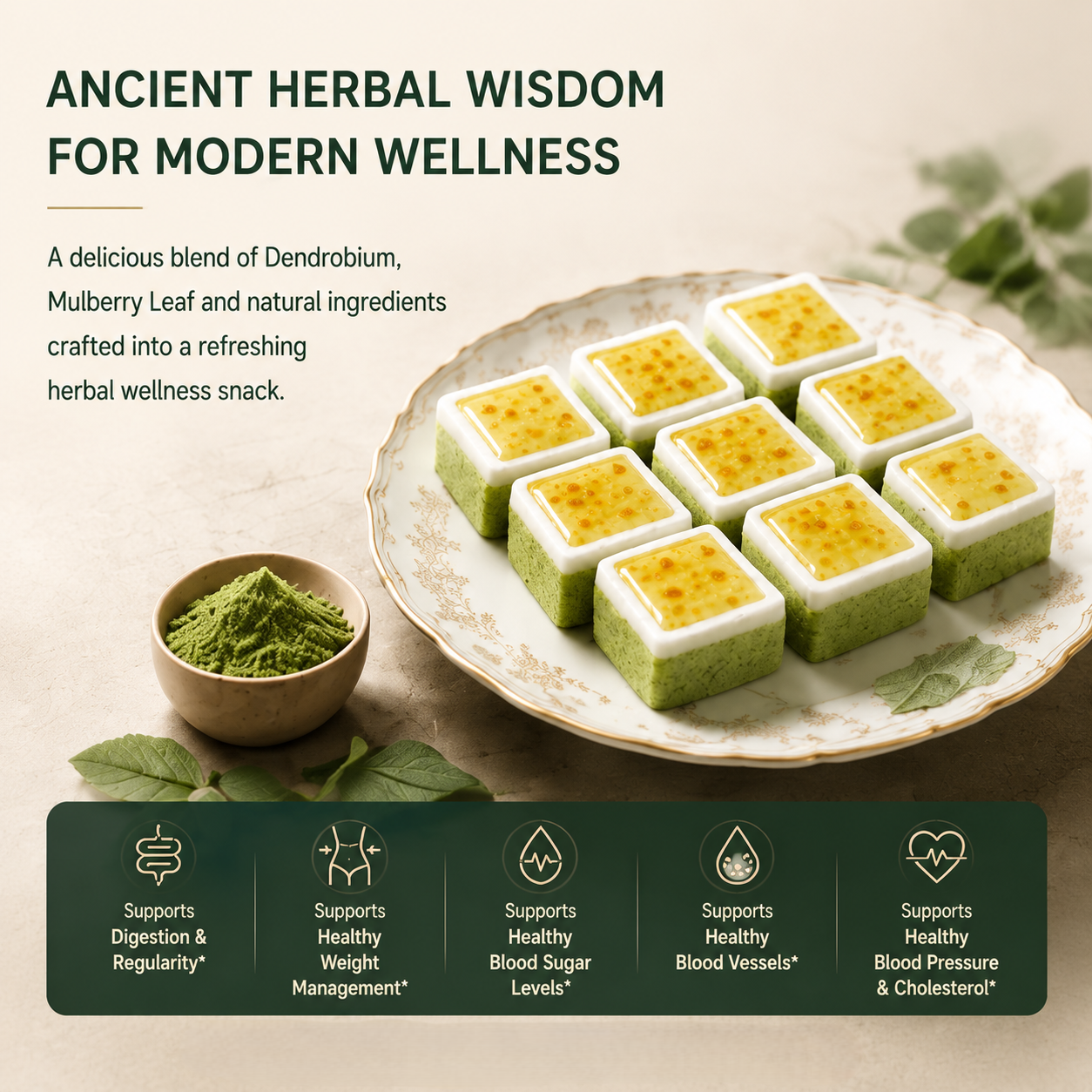 🌱 Dendrobium Mulberry Herbal Cake💚 |✨ Traditional Botanical Snack Crafted for Your Everyday Wellness Routine 🍃-TY