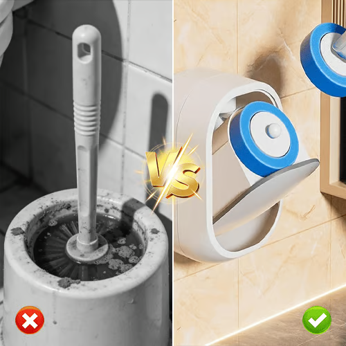 🚽Disposable brush heads and hands-free design for effortless bathroom cleaning-HG