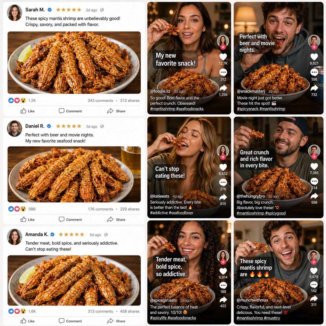 Spicy mantis shrimp customer experiences